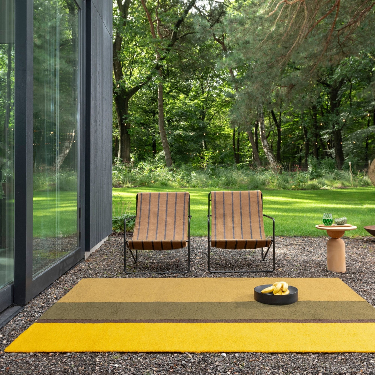 Habitat Festival Stripe Yellow Outdoor Rug
