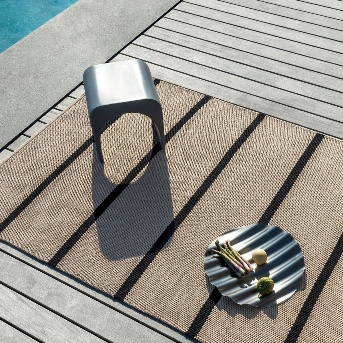 Deck Charcoal Black Outdoor Rug