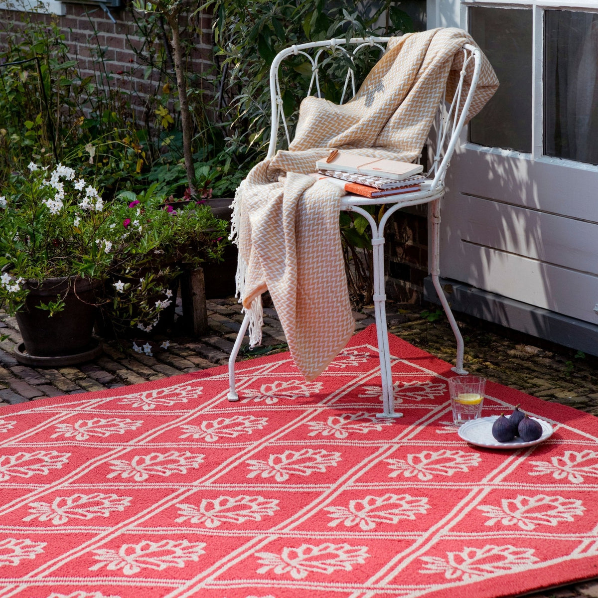 LA Porchester Poppy Red Outdoor Rug