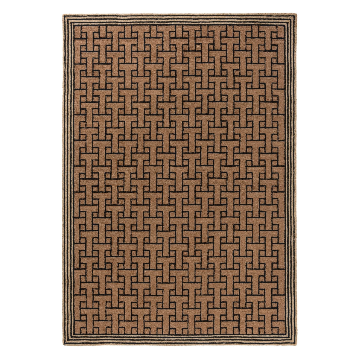 TB T Monogram Light Brown Outdoor Rug