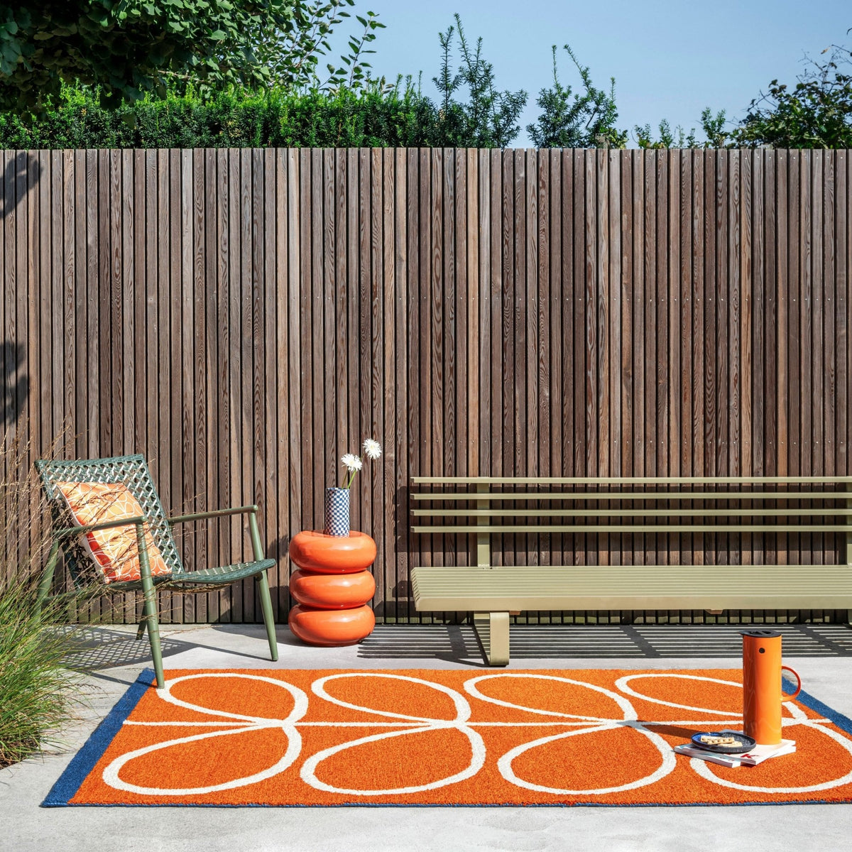 OR Linear Stem Orange Outdoor Rug