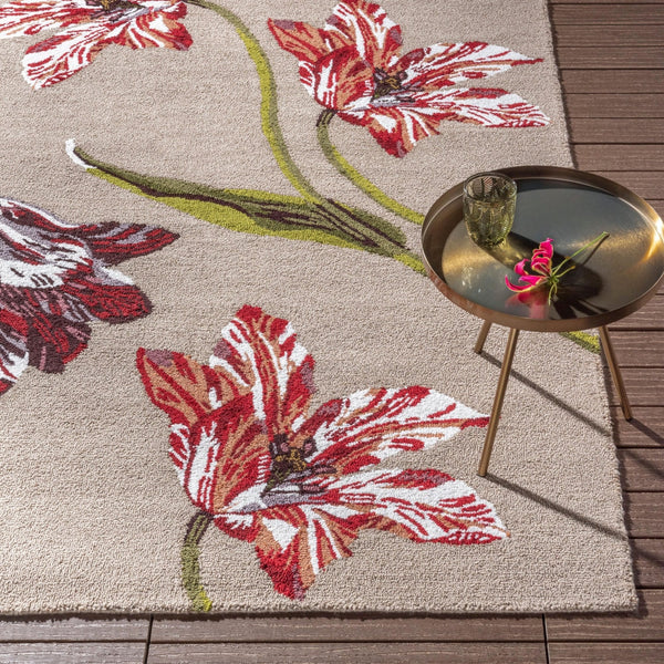 TB Botanical Tulip Burgundy Outdoor Rug