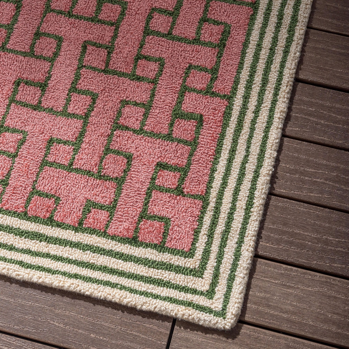 TB T Monogram Dusted Pink Outdoor Rug