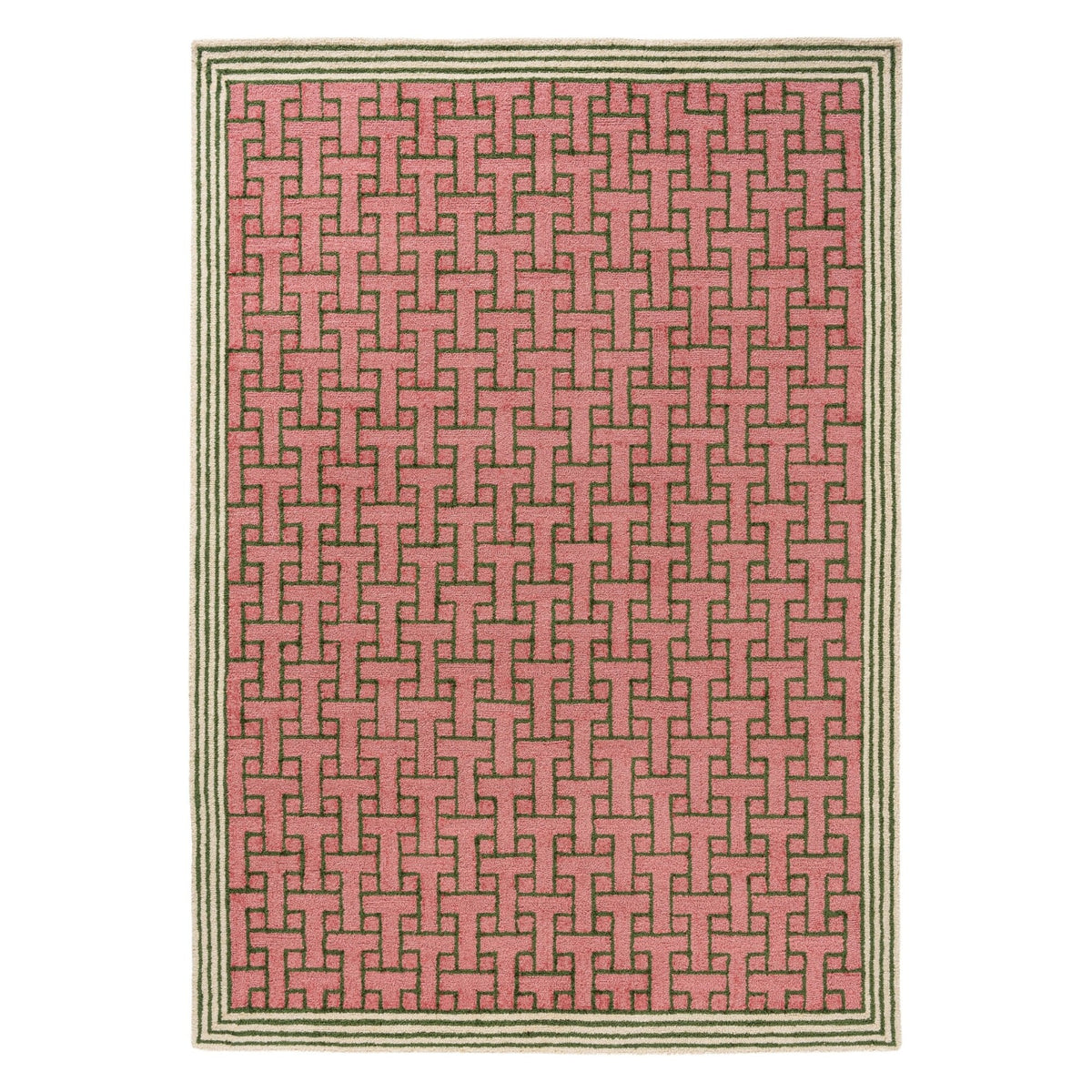 TB T Monogram Dusted Pink Outdoor Rug