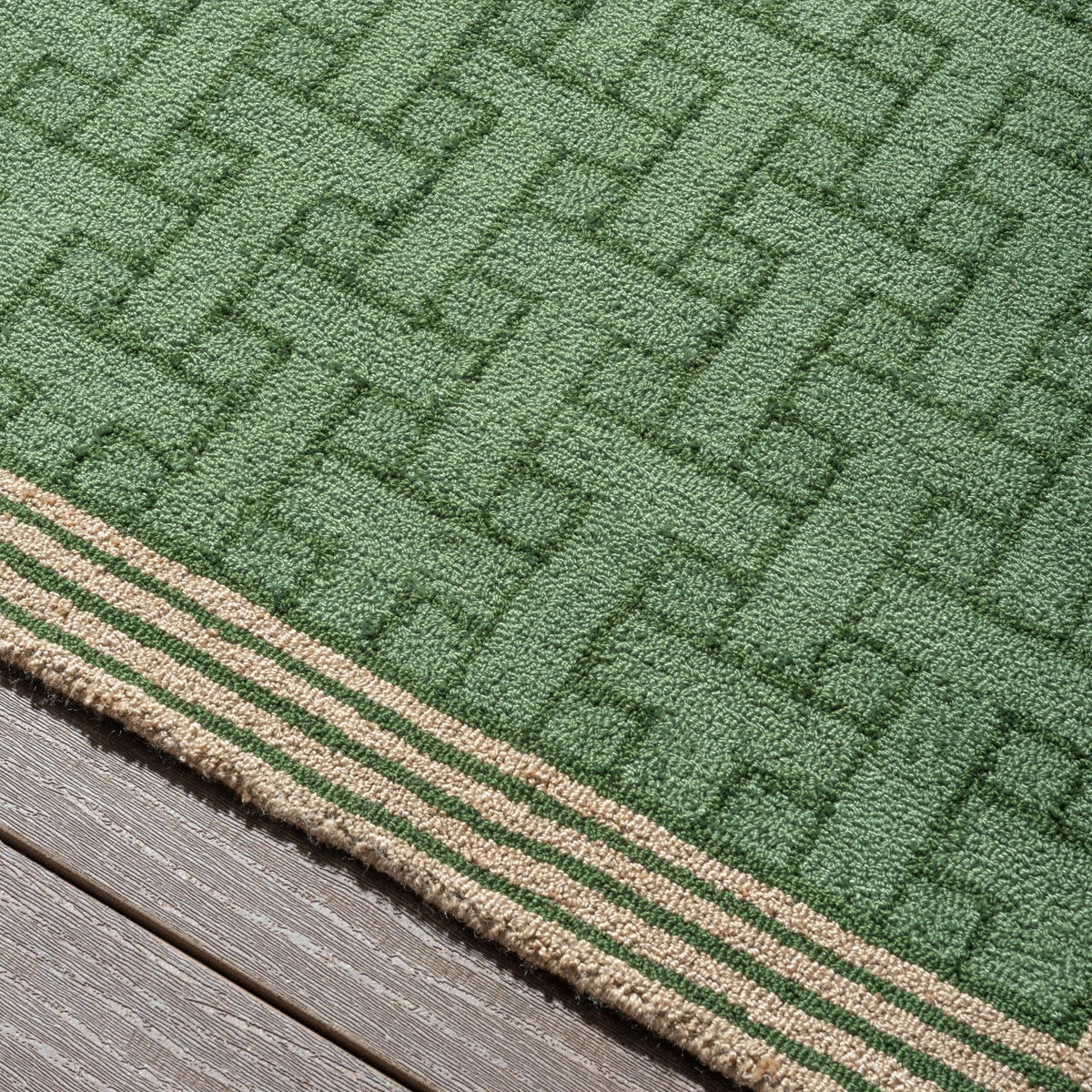 TB T Monogram Jade Green Outdoor Rug