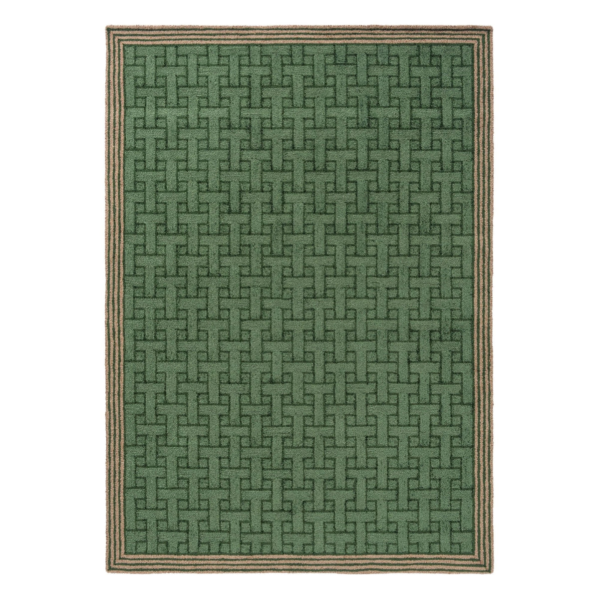 TB T Monogram Jade Green Outdoor Rug