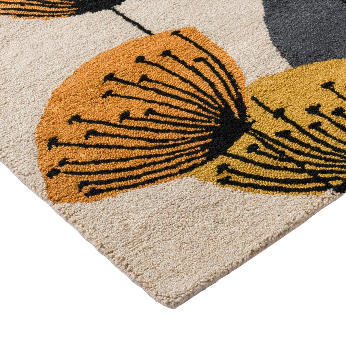 SAN Dandelion Clocks-Ochre/Silver Outdoor Rug