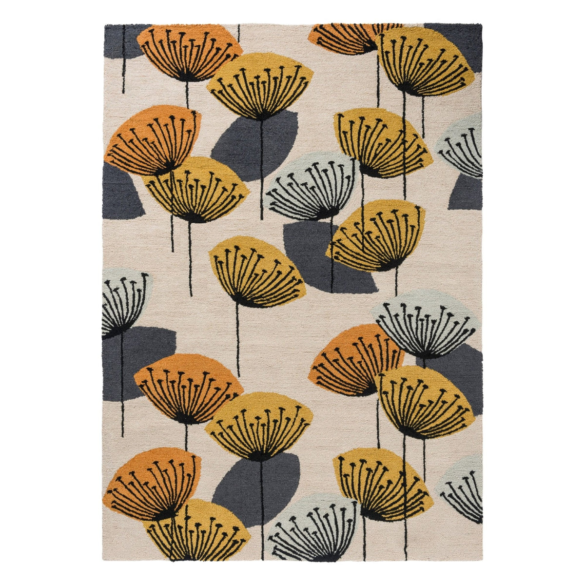 SAN Dandelion Clocks-Ochre/Silver Outdoor Rug