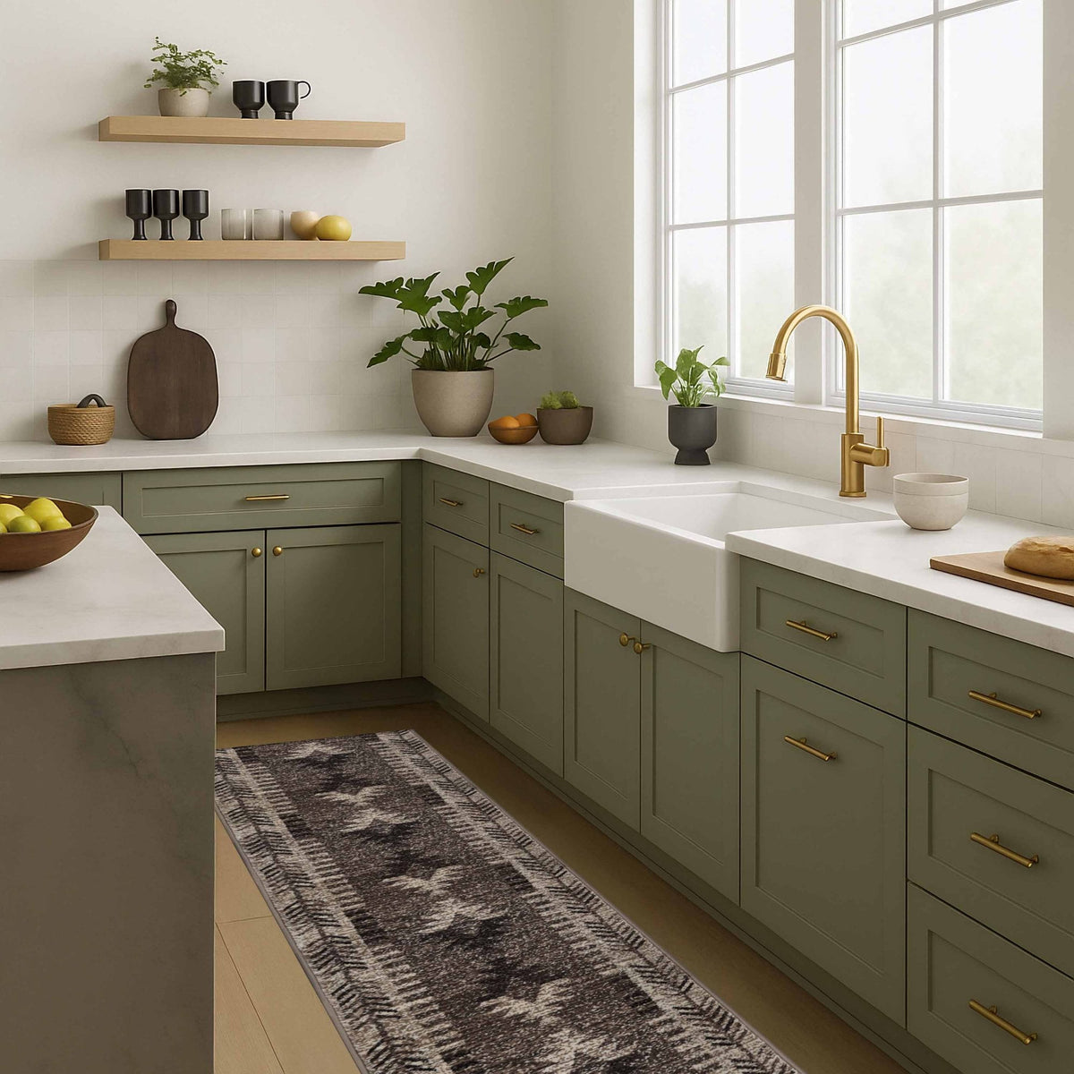 Native Brown Kitchen Runner