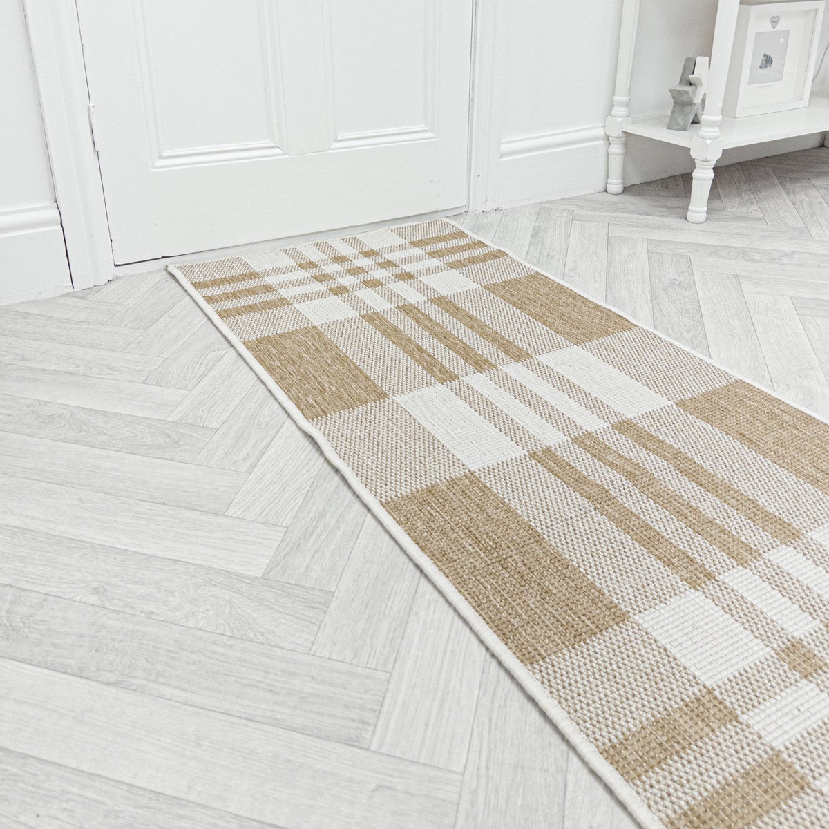 Chequered Brown Hall Runner