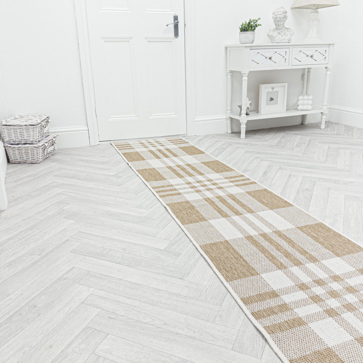 Chequered Brown Hall Runner