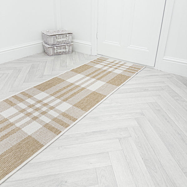 Chequered Brown Hall Runner