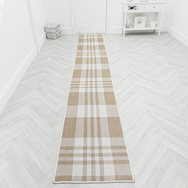 Chequered Brown Hall Runner