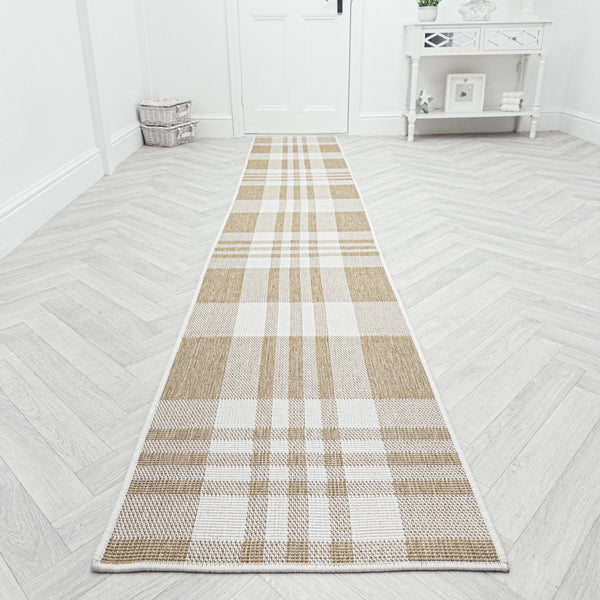Chequered Brown Hall Runner