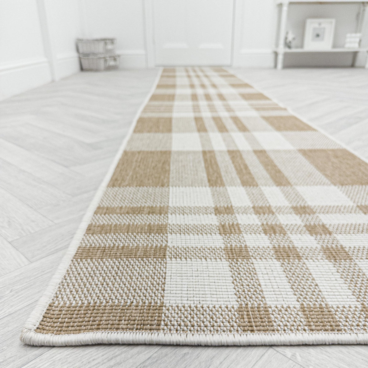 Chequered Brown Hall Runner