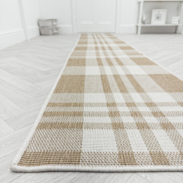 Chequered Brown Hall Runner