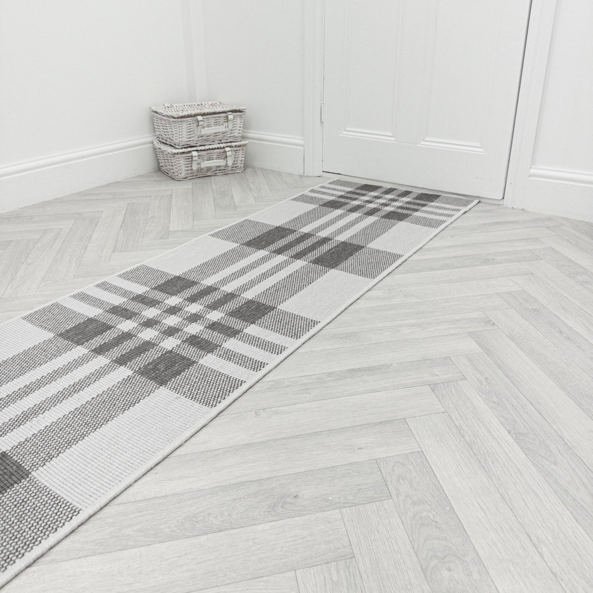 Chequered Grey Hall Runner