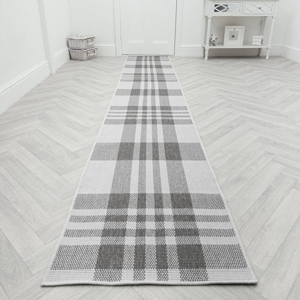 Chequered Grey Hall Runner