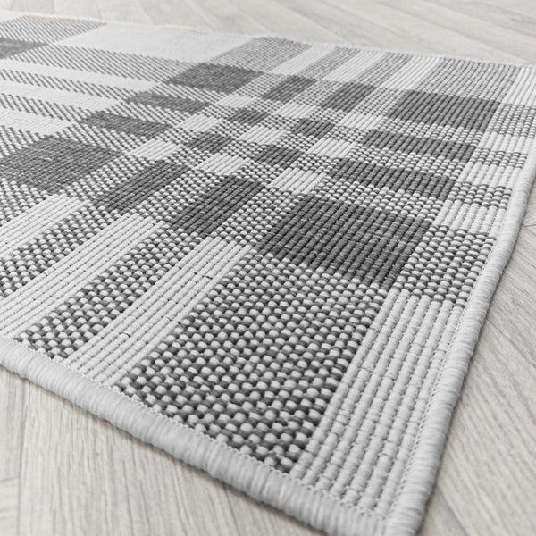 Chequered Grey Hall Runner
