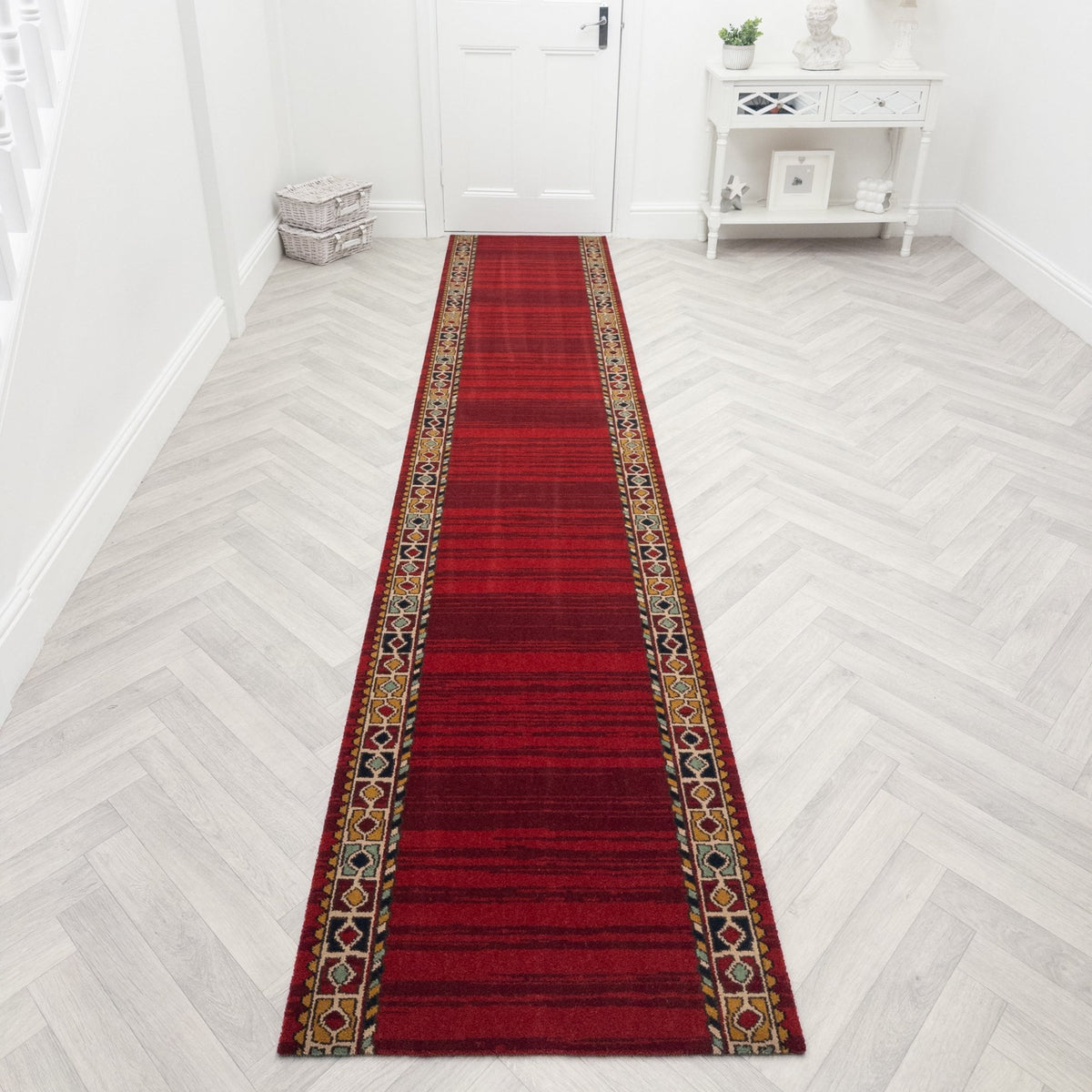 Qashqai Red 261001 Hallway Carpet Runners