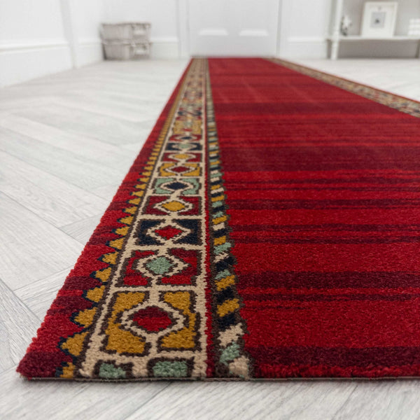Qashqai Red 261001 Hallway Carpet Runners