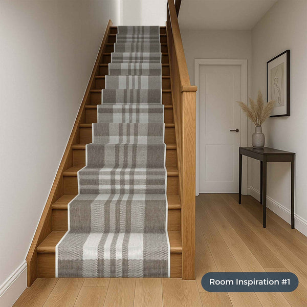 Chequered Beige Stair Runner