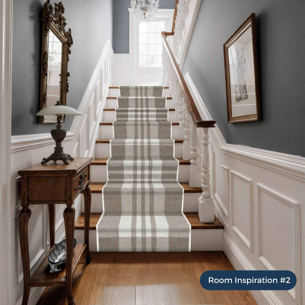 Chequered Beige Stair Runner