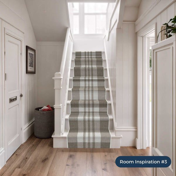 Chequered Beige Stair Runner