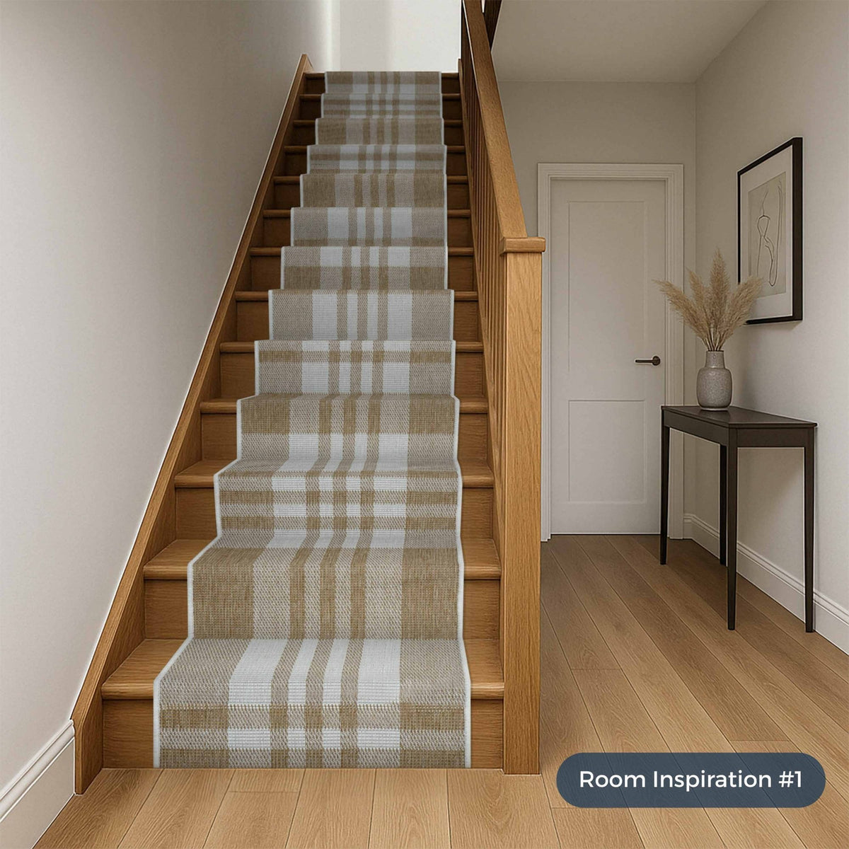 Chequered Brown Stair Runner