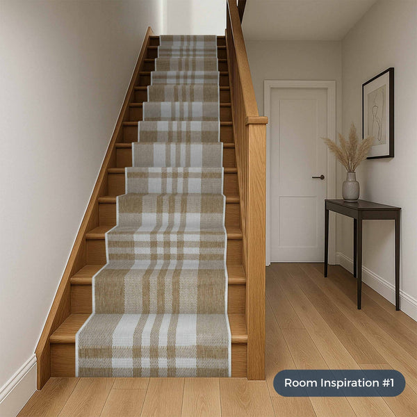 Chequered Brown Stair Runner