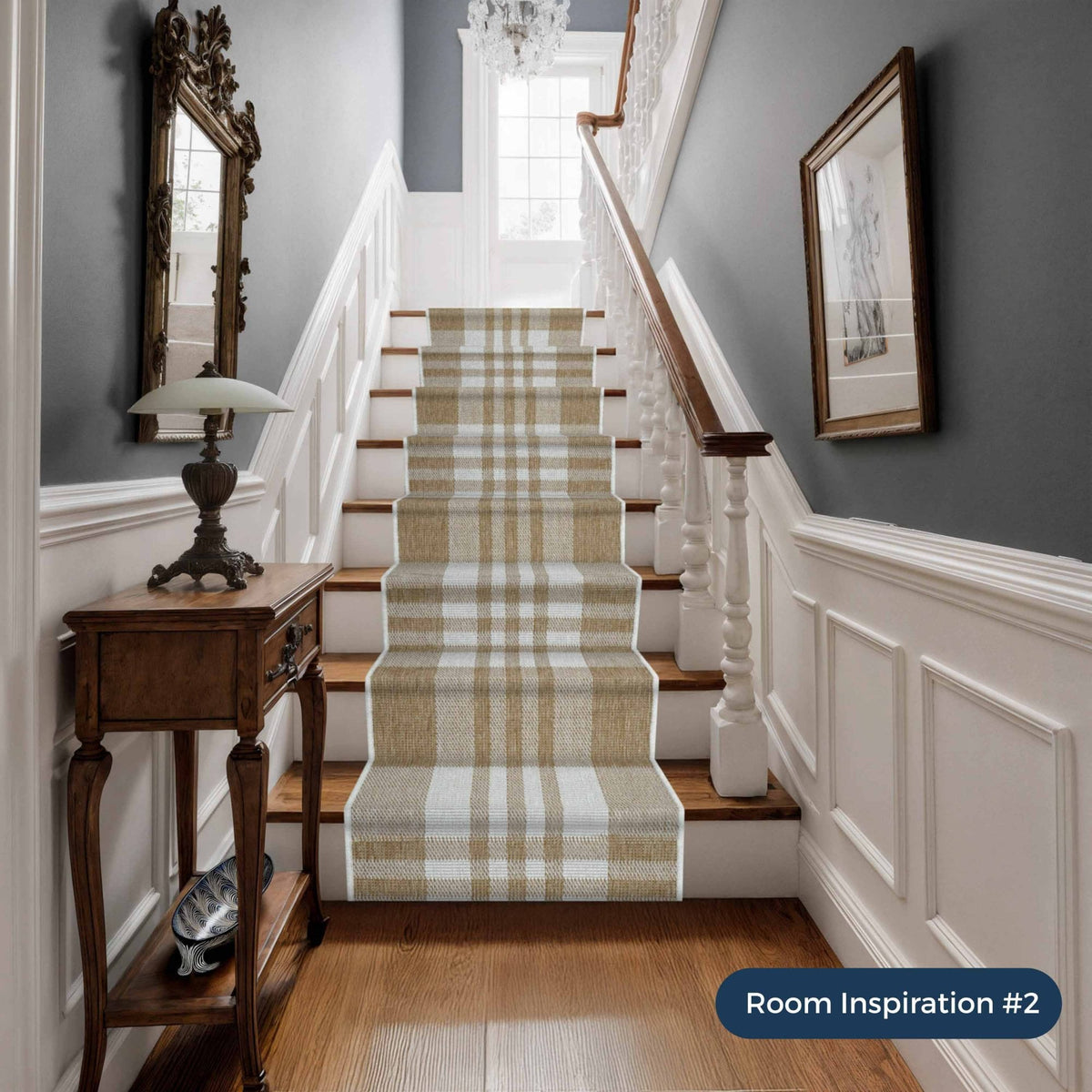 Chequered Brown Stair Runner