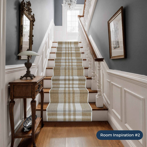 Chequered Brown Stair Runner