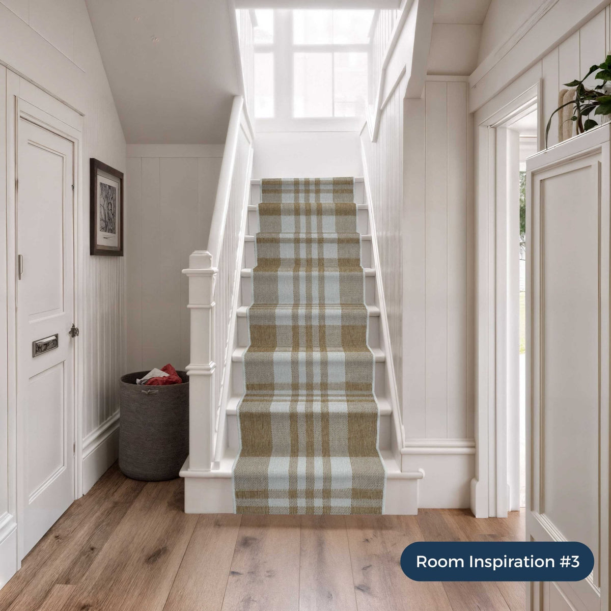 Chequered Brown Stair Runner