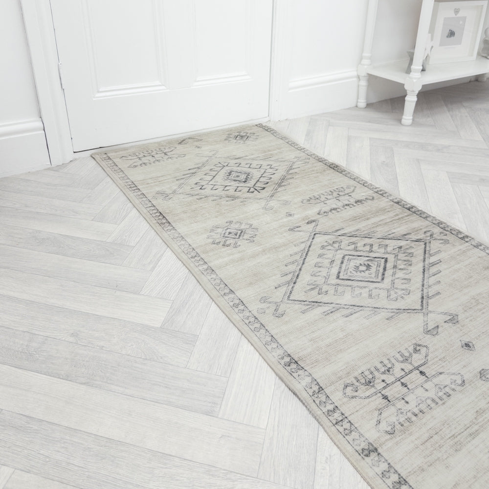 Maxian Grey Washable Hall Runner