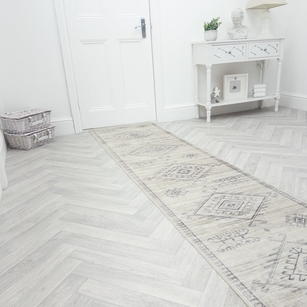 Maxian Grey Washable Hall Runner