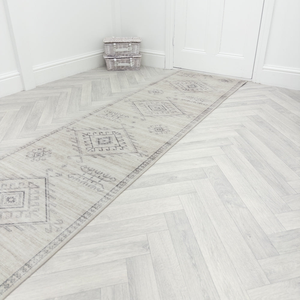 Maxian Grey Washable Hall Runner