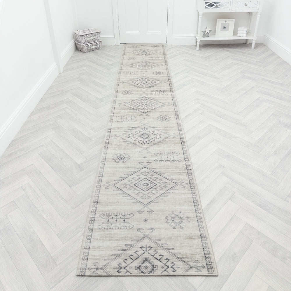 Maxian Grey Washable Hall Runner