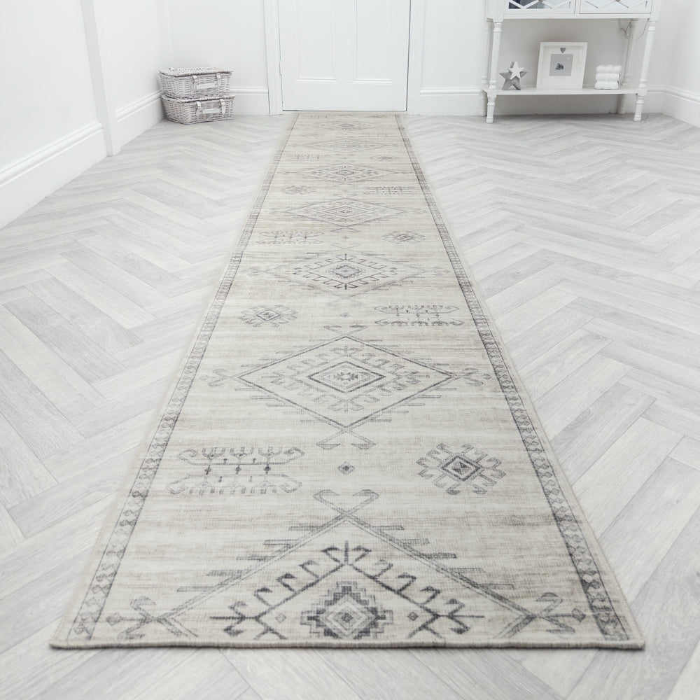 Maxian Grey Washable Hall Runner