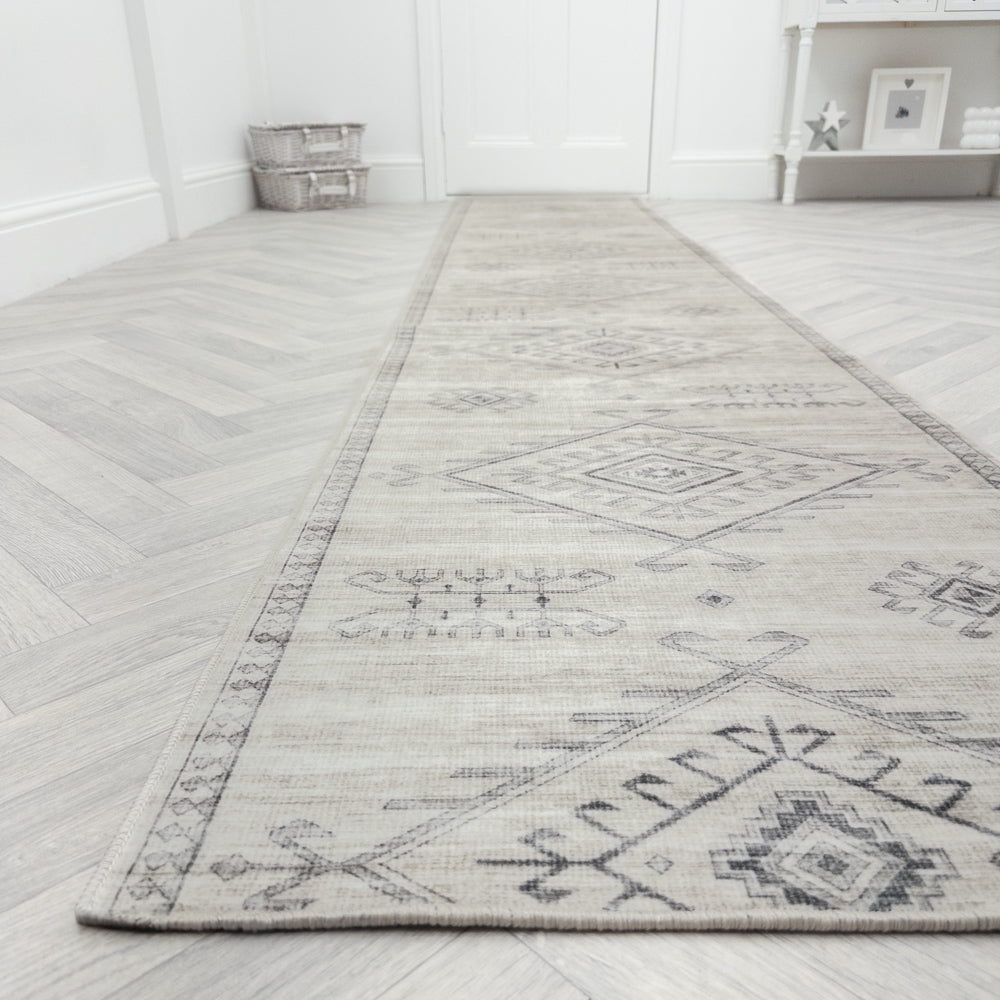 Maxian Grey Washable Hall Runner