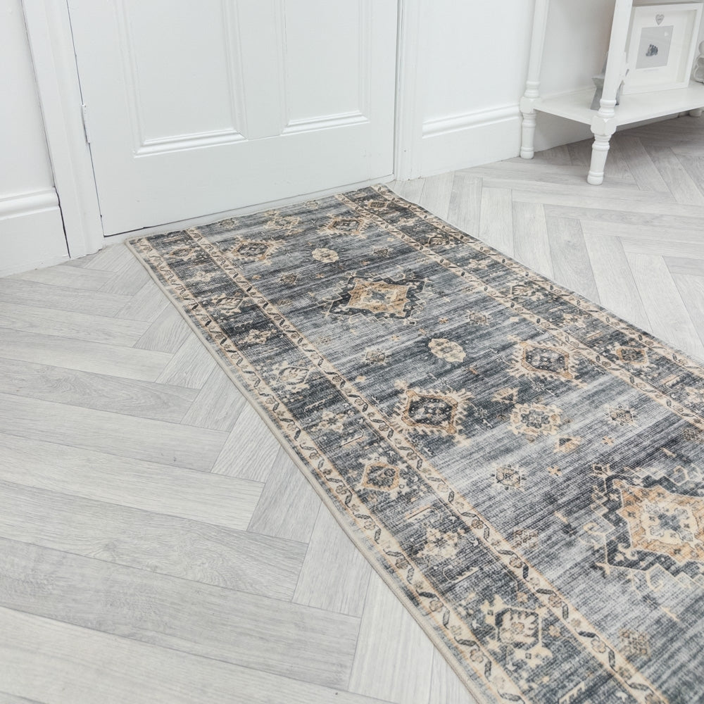 Herlen Light Gray/Beige Washable Rug Runner