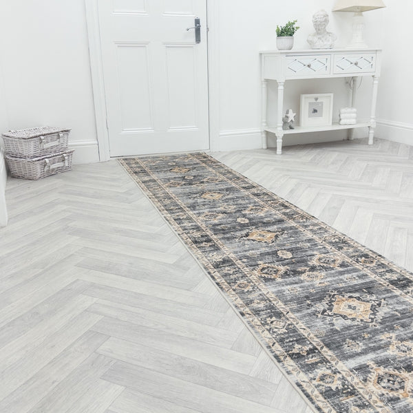 Herlen Light Gray/Beige Washable Rug Runner