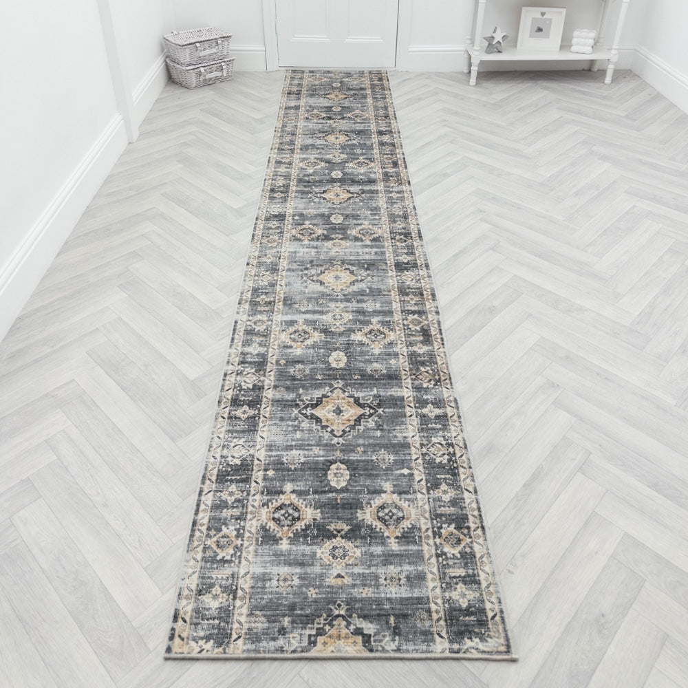 Herlen Light Gray/Beige Washable Rug Runner