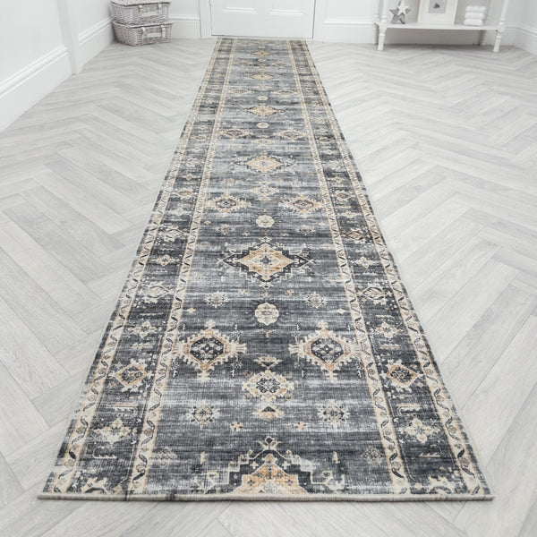 Herlen Light Gray/Beige Washable Rug Runner