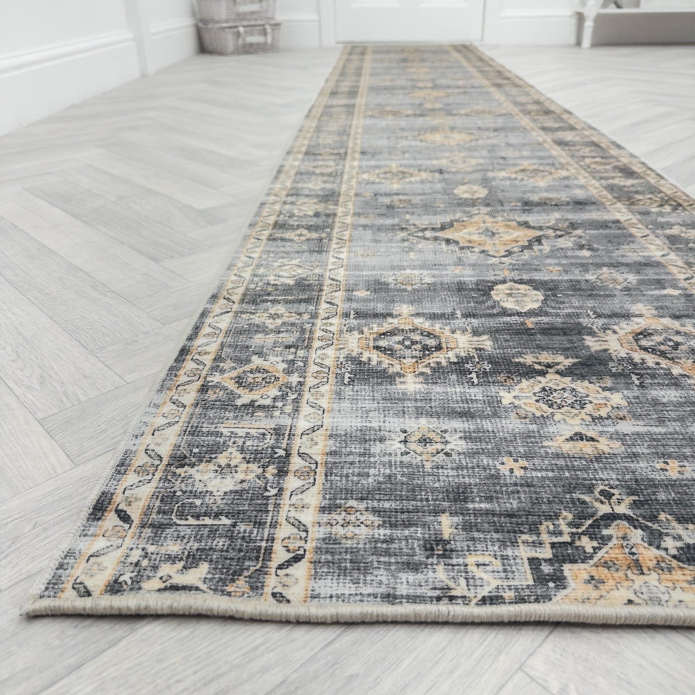 Herlen Light Gray/Beige Washable Rug Runner