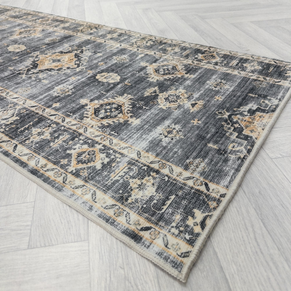 Herlen Light Gray/Beige Washable Rug Runner