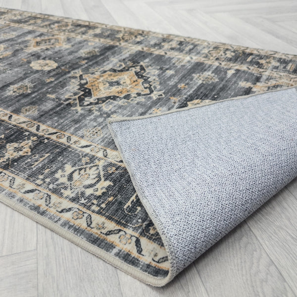 Herlen Light Gray/Beige Washable Rug Runner