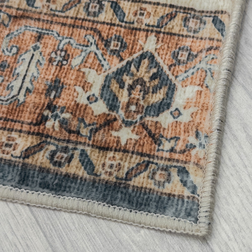 Saul Red/Beige Washable Rug Runner