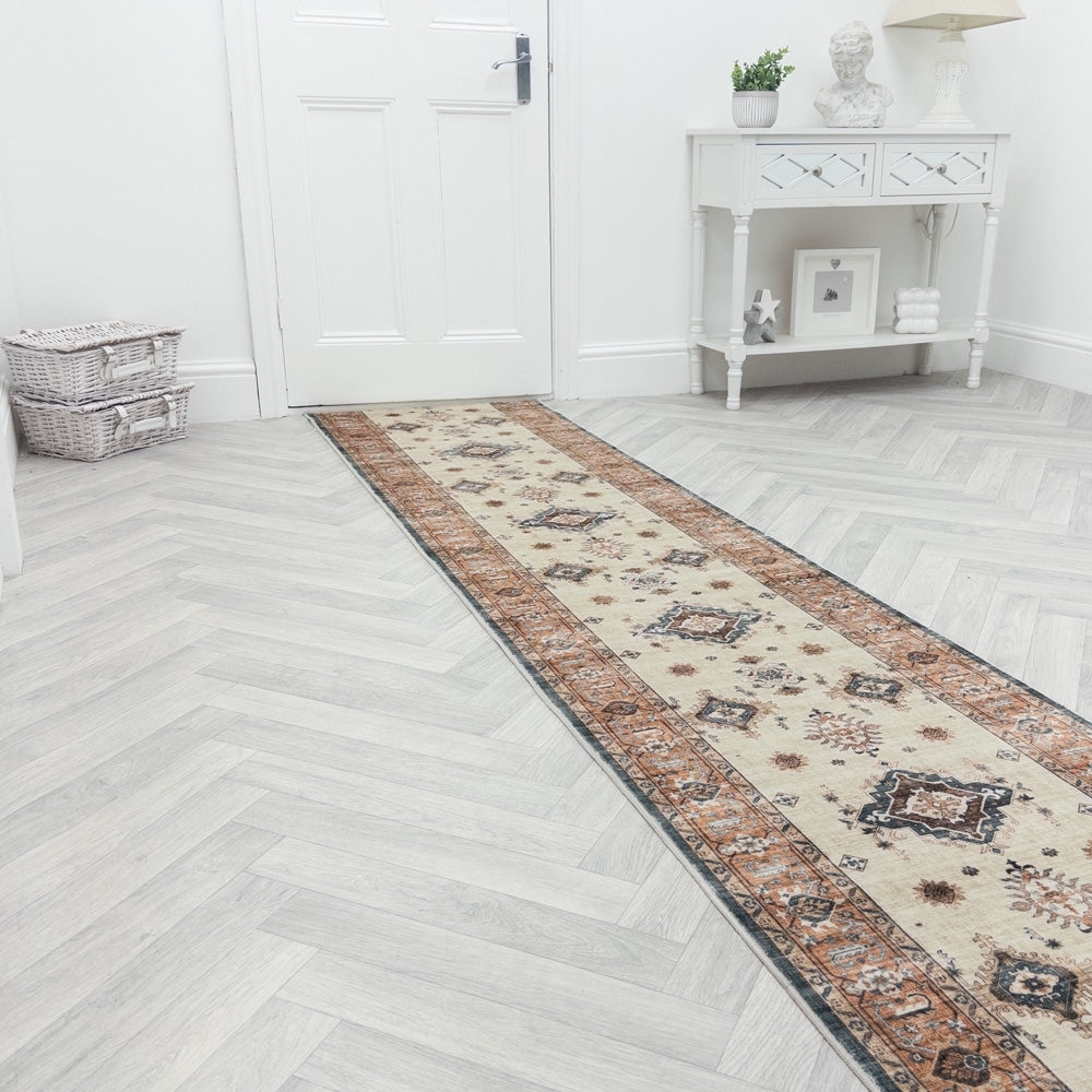Saul Red/Beige Washable Rug Runner