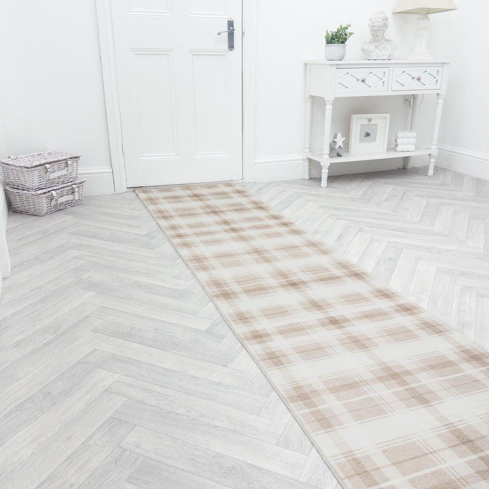 Sabrina Beige/Ivory Washable Rug Runner