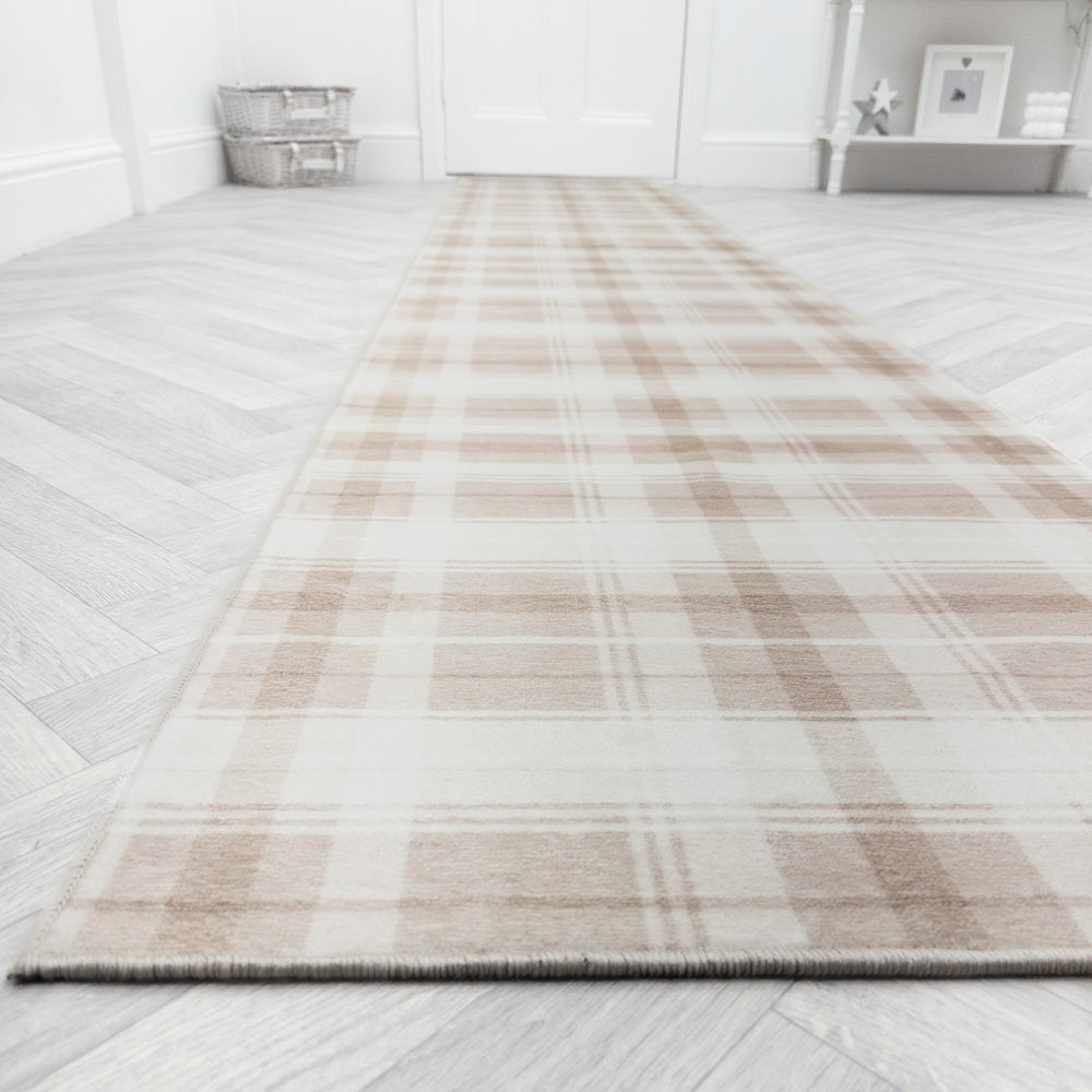Sabrina Beige/Ivory Washable Rug Runner